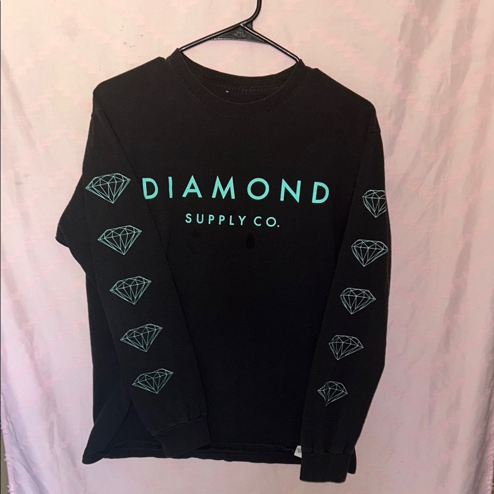 Diamond Supply Co. Black Crewneck with Teal Graphics